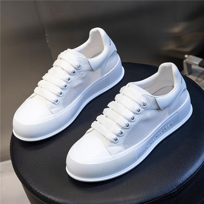 Genuine Leather Women's Shoes Through the Net 2025 New Summer Women's Breathable Versatile Casual Shoes Flat Bottom Shallow Mouth White Shoes Children