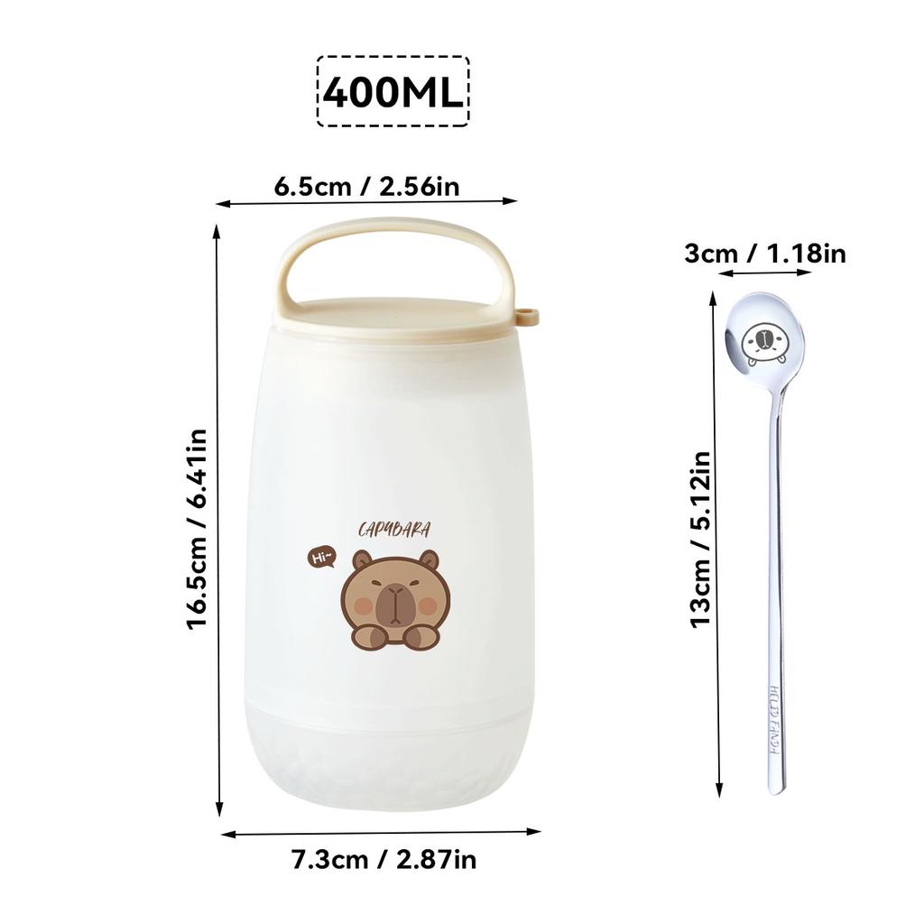 Cute Oat Breakfast Cups With Spoon Portable Plastic Food Container Reusable Leak Proof Salad Yogurt Cup Microwave Safe