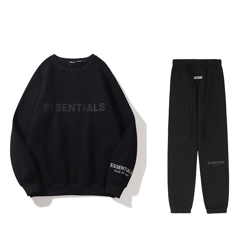 Mens Fleece-Lined Hooded Sweatshirt Jogger Set Cotton Blend Streetwear Outfit Winter Casual Wear