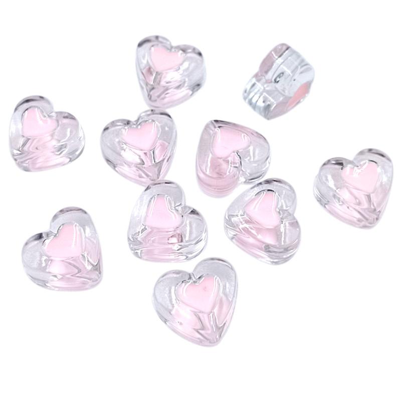 Акриловые капли в форме сердца, креативное масло для изготовления браслетов, сережек, ювелирных изделий своими руками, двухсторонние подвески, модные прозрачные свободные бусины, 10 шт.