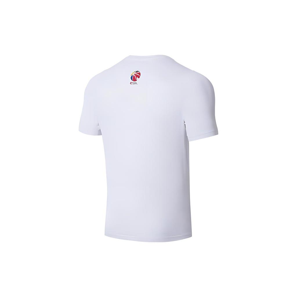 Li-Ning Футболка с коротким рукавом из дышащего быстросохнущего материала с принтом для мужчин, белая ATSSA57-1
