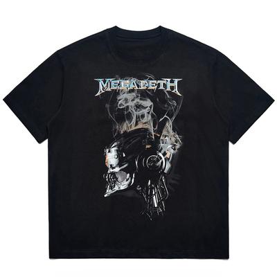 Американская рок-метал группа Megadeth Хлопковая футболка Тяжелый хлопок Свободная Повседневная Ретро Мужская с короткими рукавами