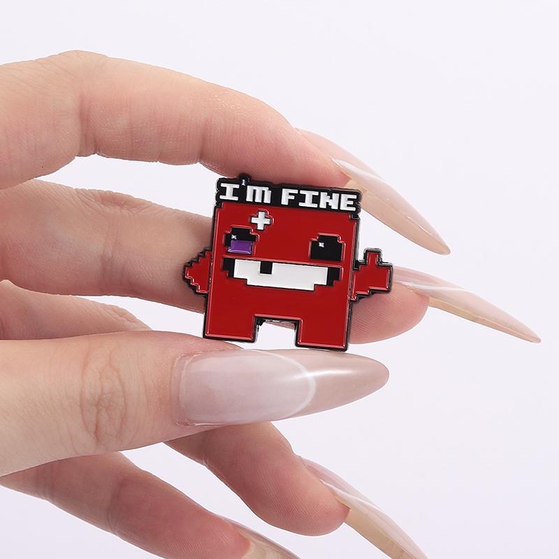Jumping Game Enamel Pins Custom I'M FINE Brooches Lapel Badges Clothes Funny Jewelry Gift for Kids Friends