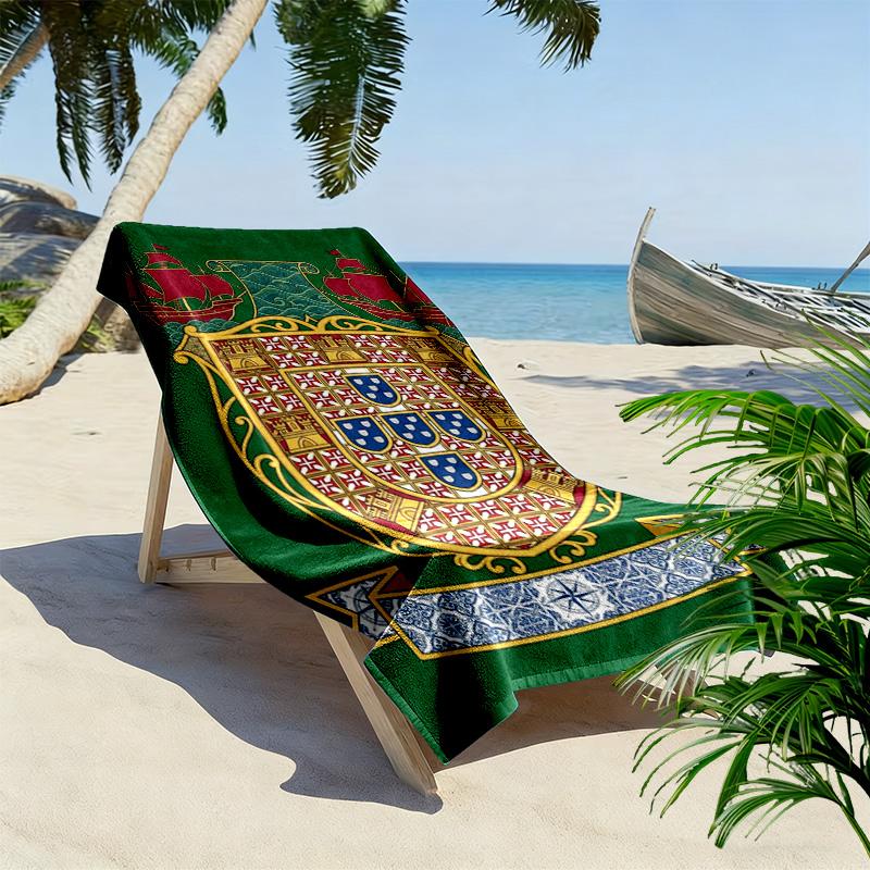 Royal Emblem Design beach towel beach Beach towel for vacation photos Absorbent bath towel seaside Outdoor pool towel Outdoor picnic beach mat