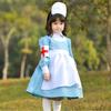 Kids Nurse Costume Blue White Maid Dress