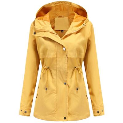 Женская водонепроницаемая куртка-тренч Для пешего туризма На открытом воздухе Ветровка Легкая классическая ветрозащитная с капюшоном Легкое непромокаемое пальто Тонкая верхняя одежда Дождевик