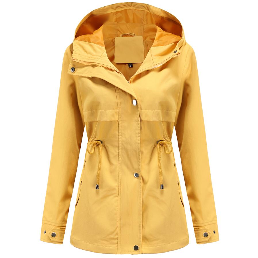 Женская водонепроницаемая куртка-тренч Для пешего туризма На открытом воздухе Ветровка Легкая классическая ветрозащитная с капюшоном Легкое непромокаемое пальто Тонкая верхняя одежда Дождевик