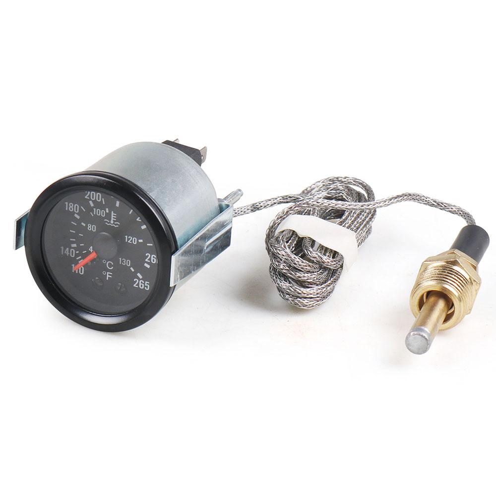2" 52MM Mechanický 40-130℃/110-265℉ Měřič teploty vody 12V Měřič teploty vody Žluté světlo Auto měřidlo Se senzorem NPT 1/2