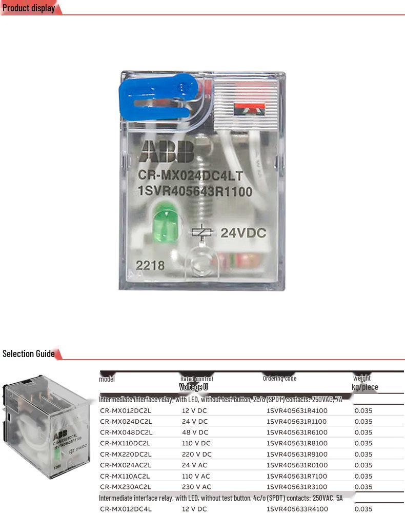 ABB CR-MX024DC4LT Interface Relay, Plug-in