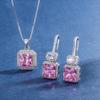 Jewelry Simulation Pink Diamond Pendant Earrings Necklace Women'S Color Treasure Set Main Stone 10 * 10