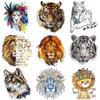 Animal Patches For Clothes Men Boys Iron On Thermal Stickers Tiger Lion Leopard Wolf Heat Transfer Washable Thermo Patch