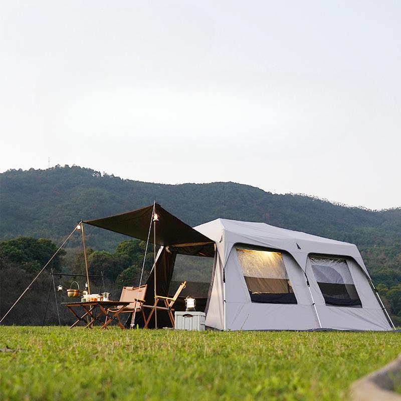 Двухслойная палатка для улицы, оборудование для кемпинга, кемпинга, вилла, больше, чем павильон для людей, толстая и портативная, водонепроницаемая и защита от солнца, дикая природа