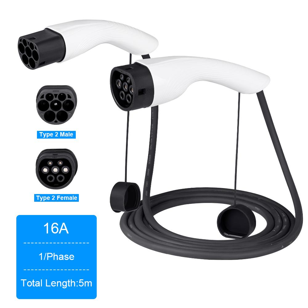 IPENGEN EV Charger Type2 Cable Female Car Side to Type2 Male Plug 16A 3.6KW/11KW EV Car Charger Charging Cable Cord for Electric