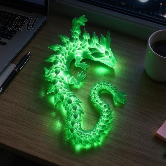 Detailed Dragon Model for Display 3D Printed Glow in the Dark Fidget Toy Articulated Unique Fantasy Gift Kids Desktop Ornament and Adults