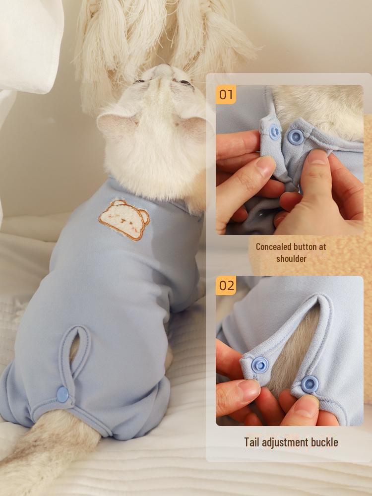 Синий противовыпадающий костюм для кошек породы рэгдолл и защита живота котенка на осень/зиму