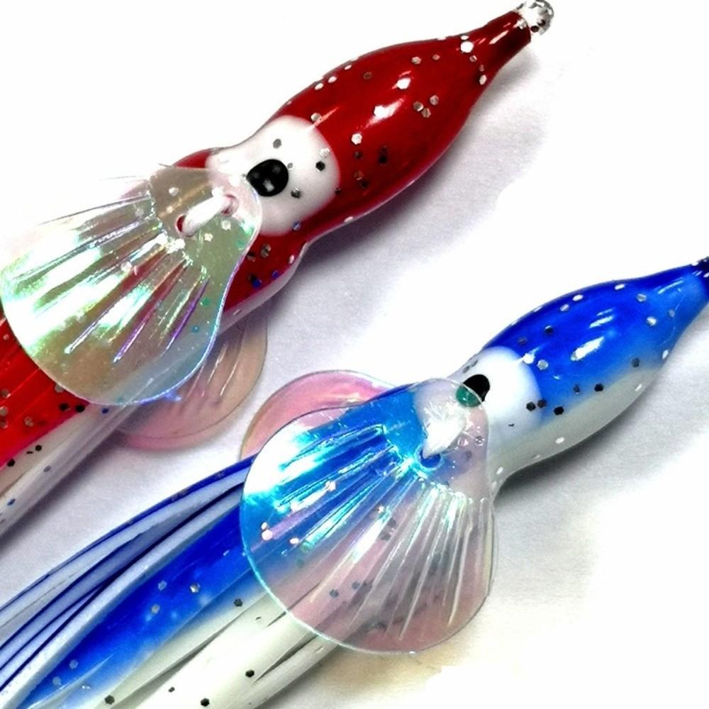 5pcs Glow-in-the-Dark Glow-in-the-Dark Squid Skirt Fishing Lures Soft Rubber 13cm Soft Rubber Octopus Skirts Fishing group
