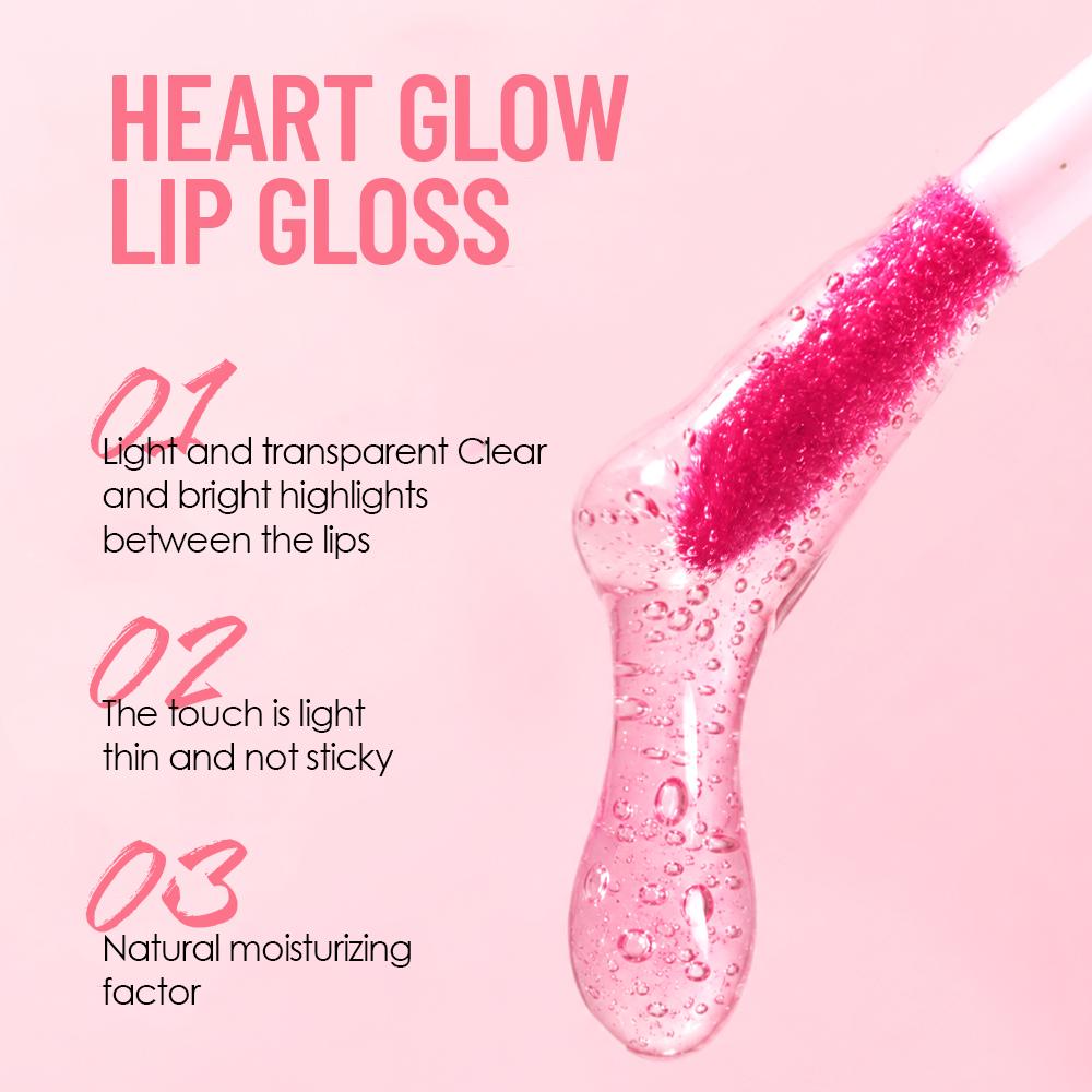 Julystar Heart-Shaped Lip Gloss, High Shine Mirror Finish, Hydrating & Moisturizing Clear Pink Lip Tint, Non-Sticky & Long Lasting Liquid Lipstick