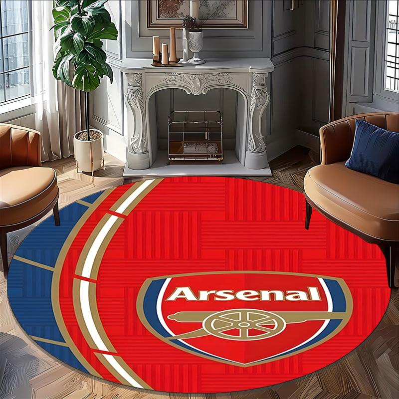 1pc A-Arsenal Carpet, Round Rug, Comfortable, Suitable for Entryways, Living Rooms, Office, And Bedrooms, Christmas Decoration