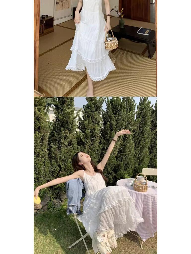 Элегантное летнее пляжное платье Pure Desire: Женский милый драпированный стиль с бретелями для приморского отдыха