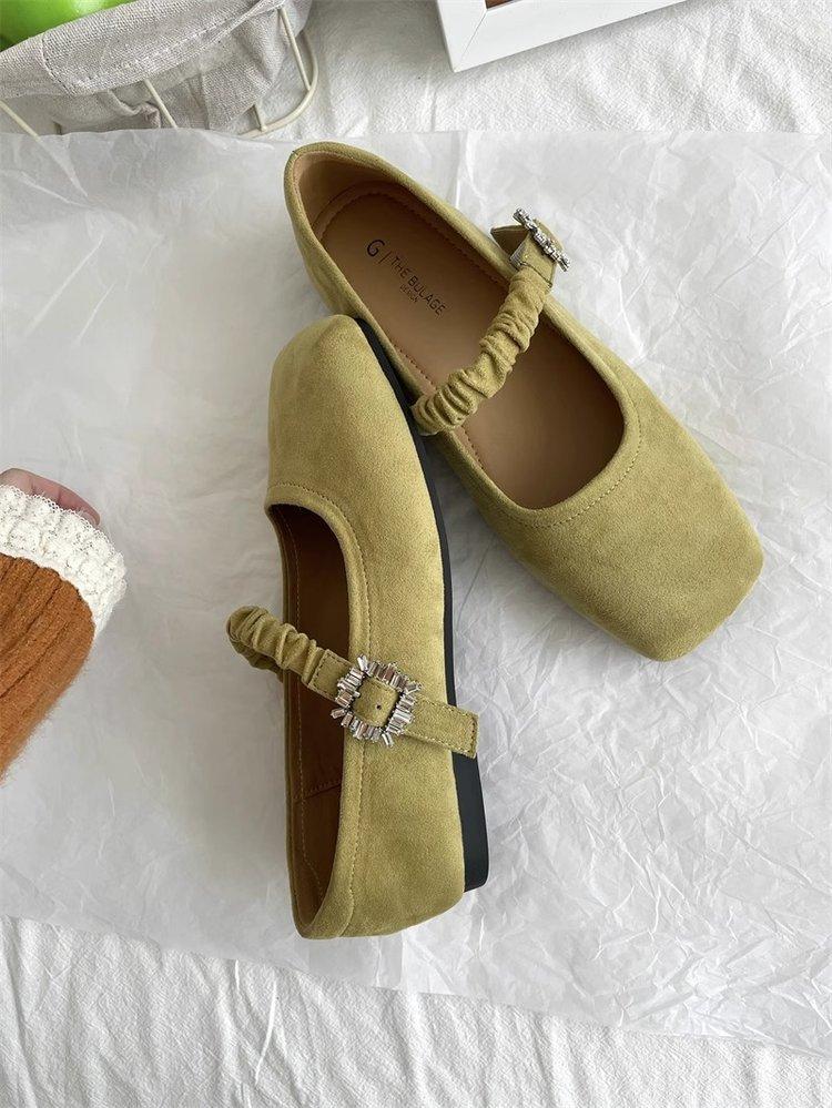 Вечерний бриз нежный мелкий рот балетки Мэри Джейн женские туфли 2025 новое лето с юбкой низкий каблук темперамент одиночные туфли