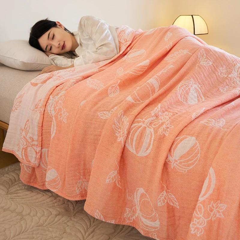 Летнее одеяло из 100% хлопковой марли, дышащее покрывало, жаккардовый плед, легкая кровать, одеяла и покрывала, не садятся