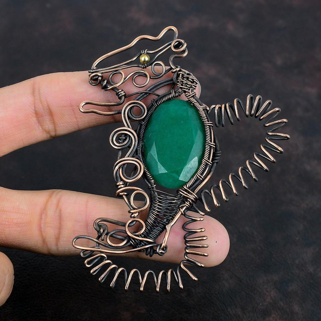 Граненый замбийский изум, кулон, обмотанный медной проволокой, кулон с драгоценным камнем, обмотка медной проволокой, украшения с кроликом, кулон ручной работы, свадебные подарки