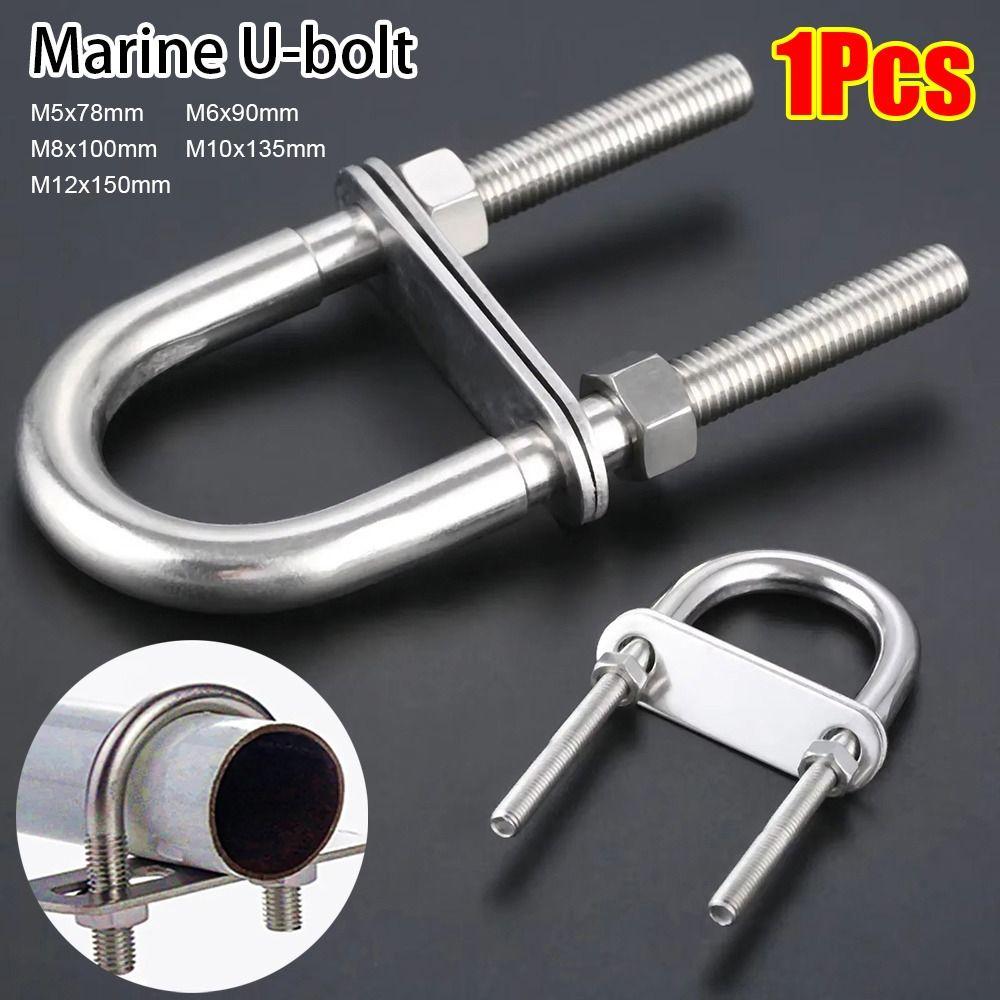 1Pcs Bow Stern Marine U-bolt Metal Screw Pads Boat Hardware with Nut 304 Stainless Steel Eye Rope Rigging Yacht Accessories