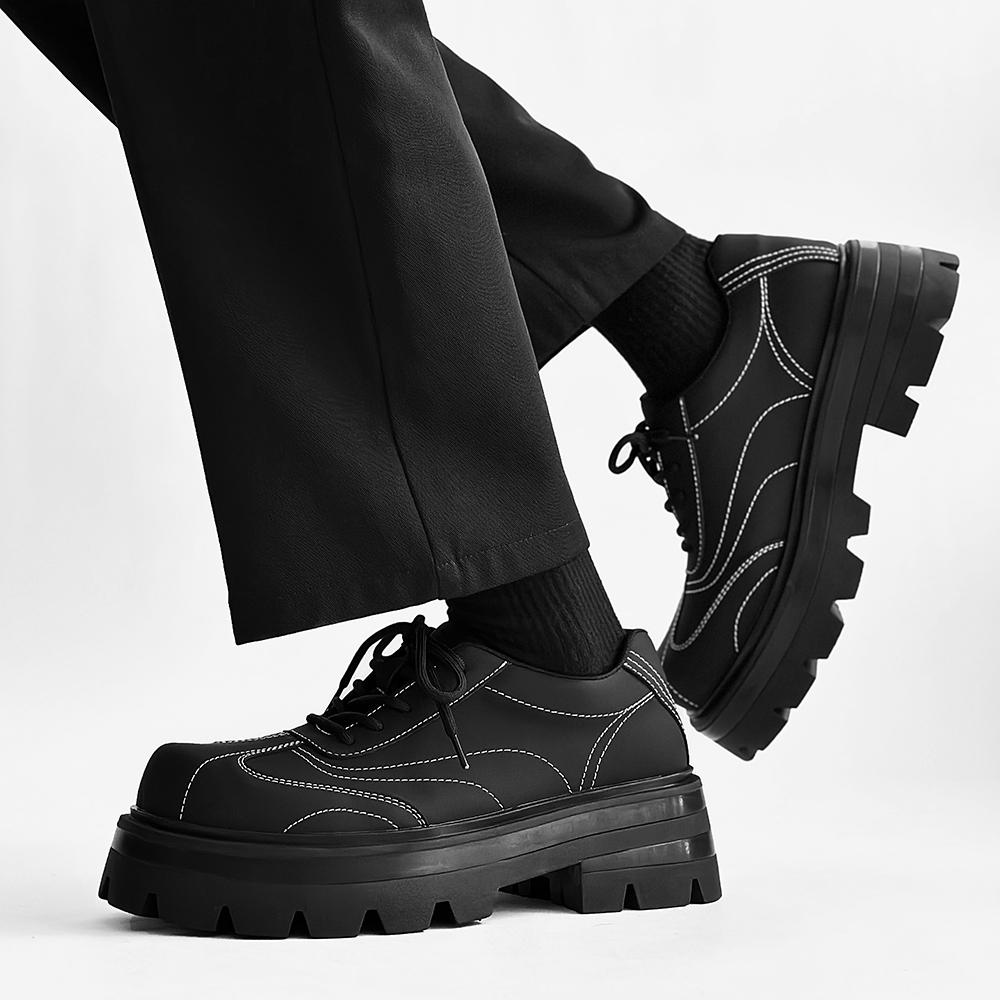 Fashion High Quality Men Streetwear Fashion Business Casual Thick Platform Leather Wedding Loafers Shoes Harajuku Korean Fashion Shoes