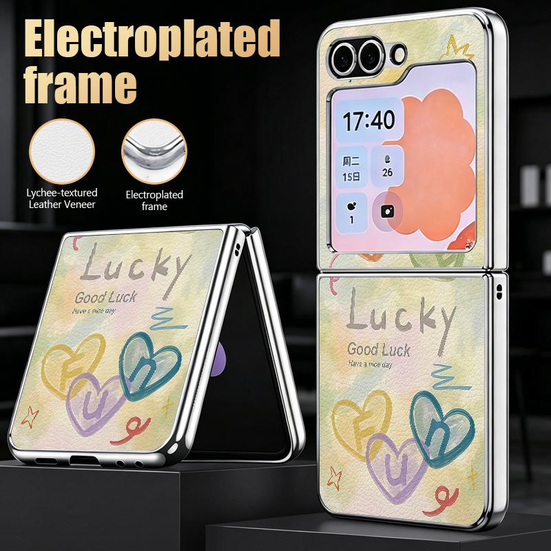 Милый чехол с принтом сердечек для Samsung Galaxy Z Flip 8 7 6 5 Z Flip8 Flip7 Flip6 Гибридный 3-в-1 Покрытие Кожаная накладка Чехол для складного телефона