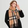 2024 Trendy Unisex Plaid Cashmere-Feel Tassel Shawl Snood Scarf for Autumn/Winter