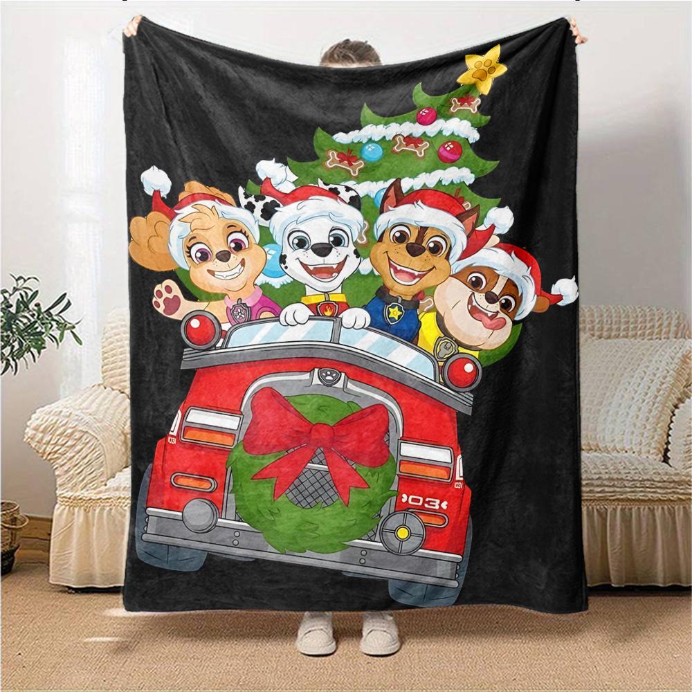 1Pc Paw Patrol Christmas Adventure Blanket Soft Throw Blanket For Home Bedroom Bed Sofa Travel Office Solid Christmas Blanket