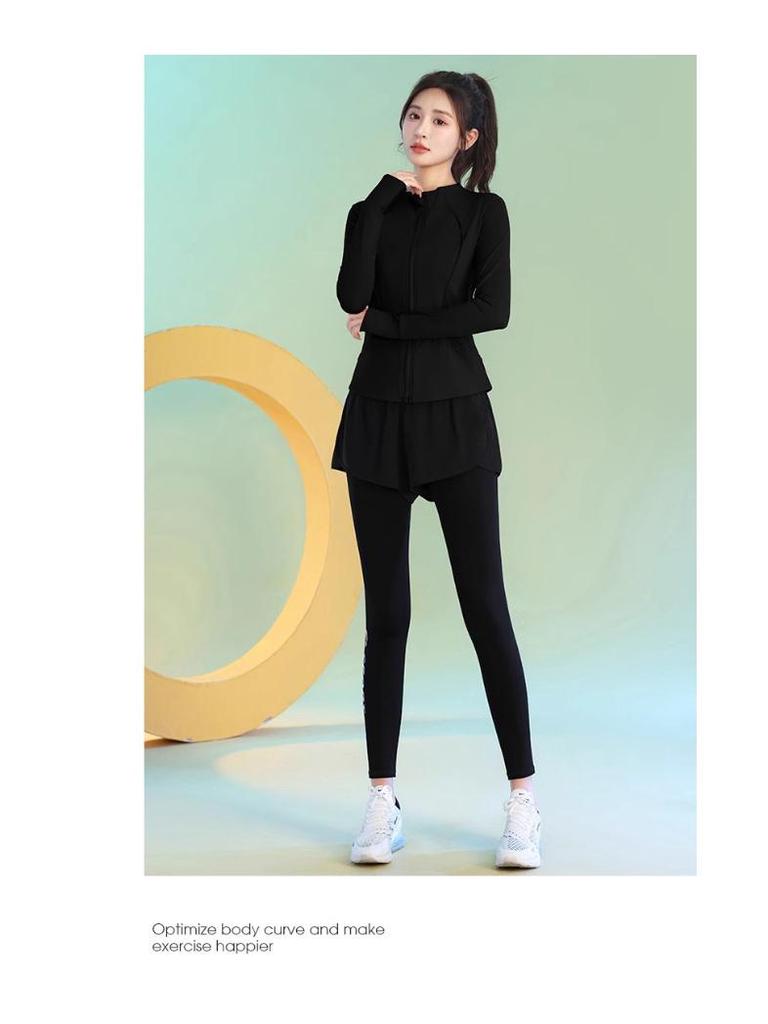 Женский комплект для похудения 2025 года для утренней пробежки и йоги - Фитнес-одежда с длинным рукавом и быстрой сушкой