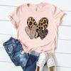 (Asian Size)Women Print Tee Top Short Sleeve Fashion T Shirt Leopard Love Heart Sweet Style 90s Clothing Casual Lady Female Graphic T-shirt