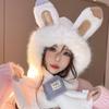 Ladies Hat Cute Ears Scarf Ear Protection Integrated Two-piece Set Fluffy Scarf Thickened Plush Cycling Warm Hat
