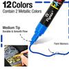 Paint Pens Paint Markers, 12 Colors Oil-Based Waterproof Marker Pen Set, Quick Dry and Permanent, Works on Rocks Painting