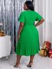 Женское зеленое плиссированное платье-миди с короткими рукавами и оборками, элегантное эластичное трапециевидное платье, весенне-летнее модное платье для вечеринки, дня рождения, халат