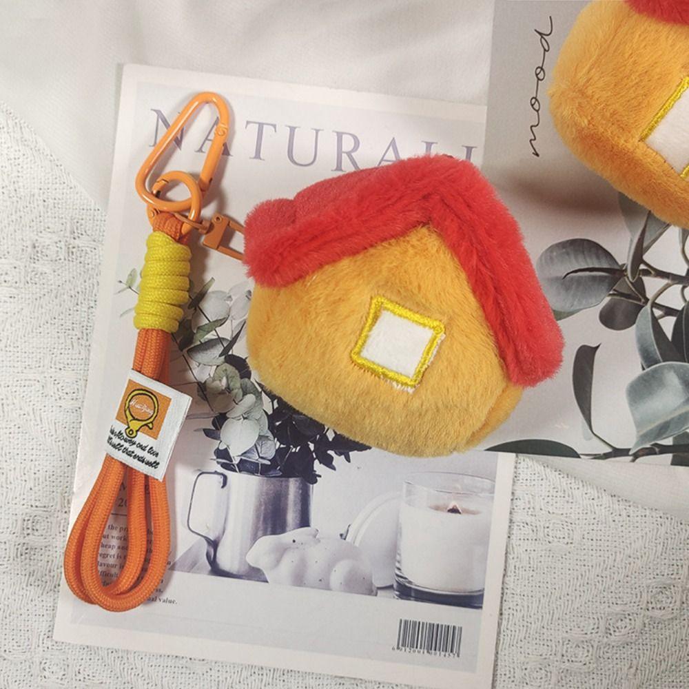 Fluffy Simulation House Plush Toy Jewelry House Car Keyring House Shape Plush Keychain  Home Decor