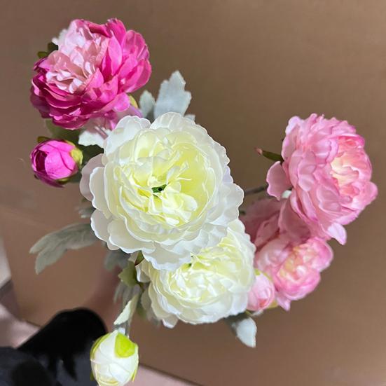 Искусственный пион со стеблем 3 головки Реалистичный искусственный цветок Свадебный стол для домашнего офиса Центральная часть Искусственная цветочная ветка Цветочная композиция Украшение