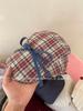 Джинсовая клетчатая шляпа с бантом спереди, модная маленькая универсальная шляпа уличного художника-газетчика