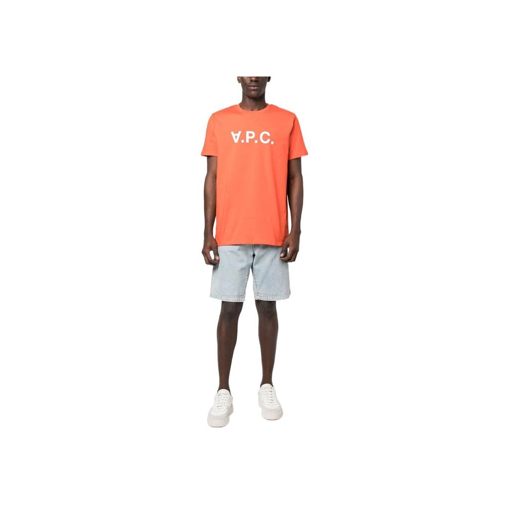 A.P.C. Мужская футболка с принтом логотипа SS23, круглым вырезом и коротким рукавом, Оранжевый COBQXH26943-GAN