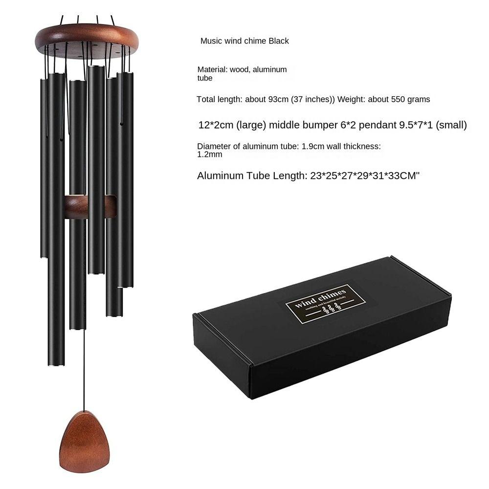 New Aluminum Metal Tubes Windchime 37 Inch Zen Atmosphere Aluminum Wind Chimes 6 Rods Large Wind Bell Garden