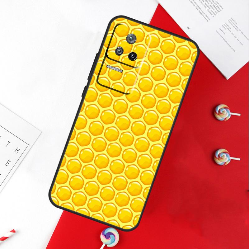 Золотой Медовый Сотовый Чехол с Пчелой для Xiaomi 11T 12T 13T 14T Pro 13 14 15 Ultra POCO X7 Pro X3 X5 X6 F5 F6 M6 Pro