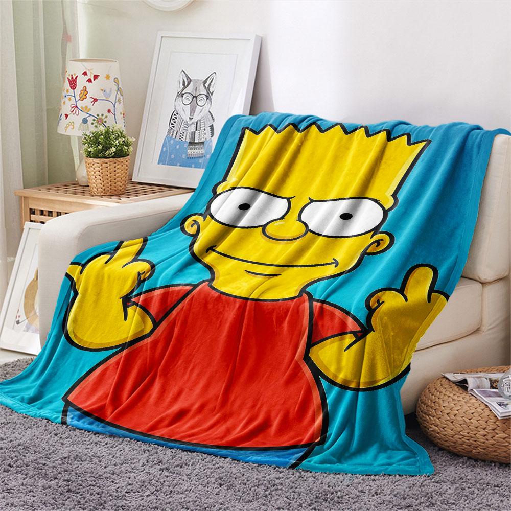 Bart Simpson Printed Flannel Blanket, soft throw for bedroom sofa, washable, fan merchandise, great gift.