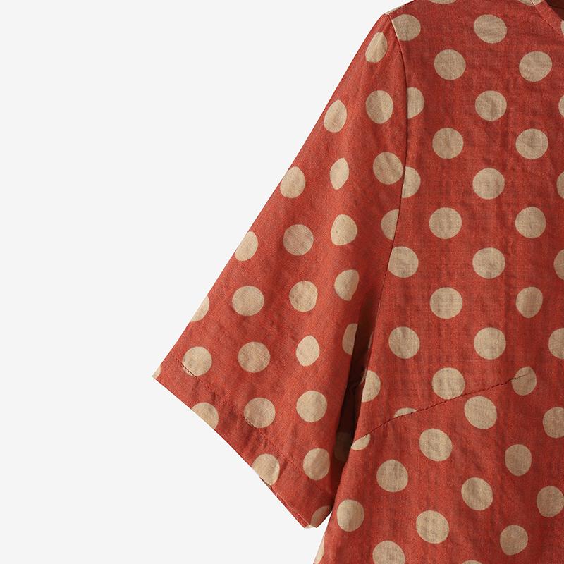 ZANZEA Женская повседневная блузка с круглым вырезом и коротким рукавом в горошек