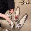 Fashion 2024 Spring and Summer New Casual Women's Shoes Embroidered Embroidery Shallow Mouth Round Toe Slip-on Shoes Women's Large Size
