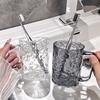 Glacier Pattern Toothbrush Cup: Luxurious, Transparent Mouthwash Cup for Couples and Kids