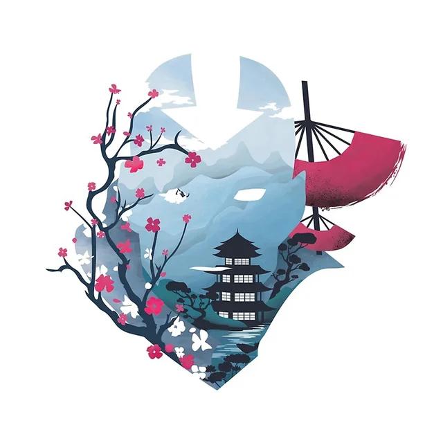 Для японского пейзажа силуэт комикс наклейка личность творческие наклейки водонепроницаемые украшения