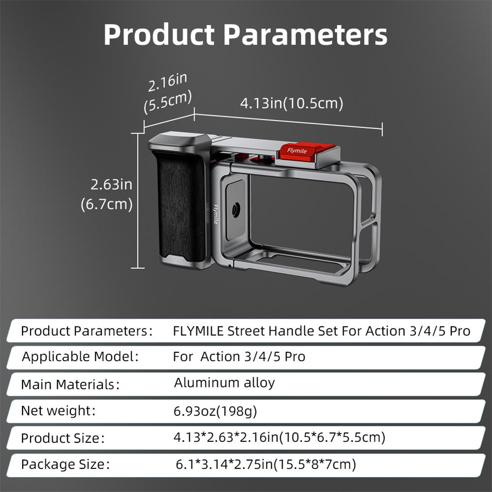 Aluminium Alloy Metal Frame Protective Frame Cage Cold Shoe Expansion Extended Holder Mount Handle Grip Kit for Action 5 Pro 4 3