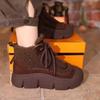 Популярные женские ботинки Martin 2025 года, новые зимние ботинки на толстой подошве, бархатные теплые туфли с низким голенищем, удобные туфли из хлопка для женщин