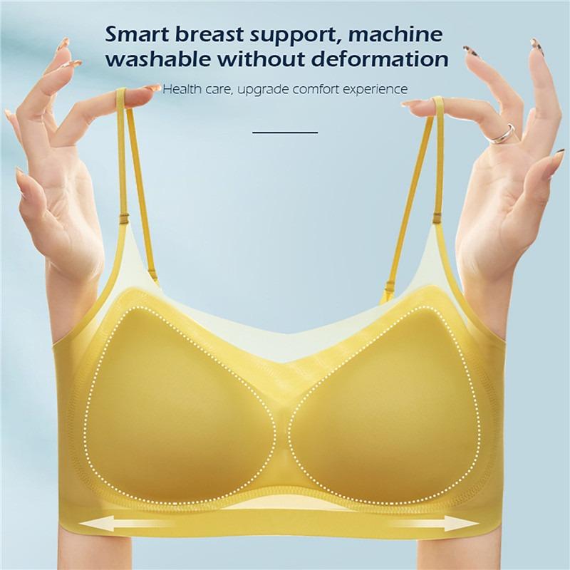 Sling Invisible Women Bra Padded Wireless Beautiful Back Vest Bra Ultra-thin Ice Silk Seamless Brassiere Inside Wear 2023 Summer